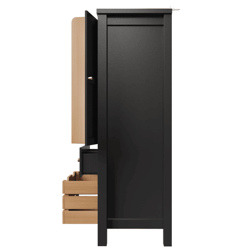 Aparador 80x40x140 cm - Buffet alto, 2 portas, 5 gavetas - Preto Aparador 80x40x140 cm - Buffet alto, 2 portas, 5 gavetas - Preto
