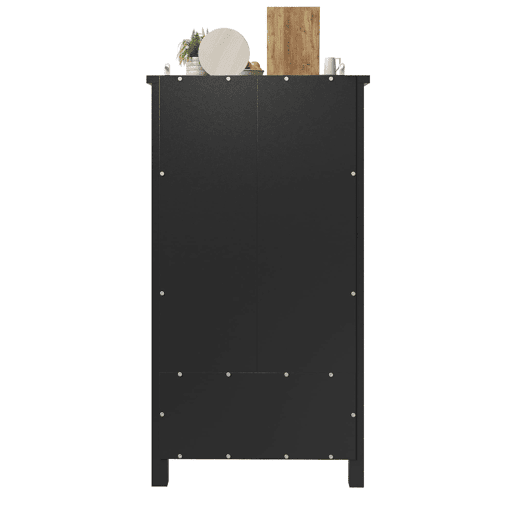 Aparador 80x40x140 cm - Buffet alto, 2 portas, 5 gavetas - Preto Aparador 80x40x140 cm - Buffet alto, 2 portas, 5 gavetas - Preto