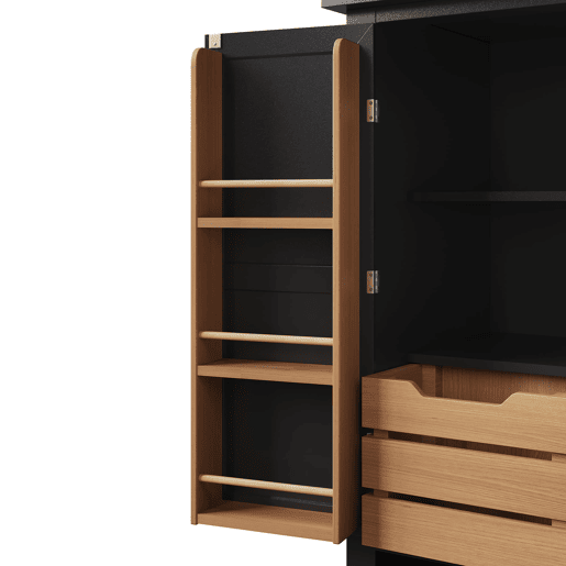 Aparador 80x40x140 cm - Buffet alto, 2 portas, 5 gavetas - Preto Aparador 80x40x140 cm - Buffet alto, 2 portas, 5 gavetas - Preto