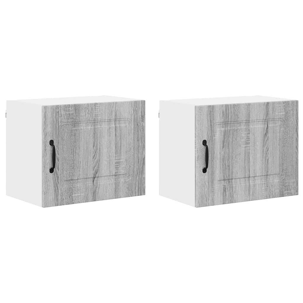 Armario de cocina de pared - Mueble cocina con estante 2 pcs 50 Roble/ Gris