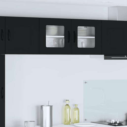 Armário de cozinha suspenso - armario de cocina colgante com porta Preto 80 x 31 x 40 cm