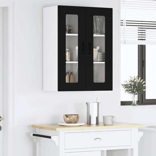 Armário de cozinha suspenso - armario de cocina colgante com porta Preto 60 x 31 x 80 cm