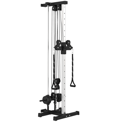 SPORTNOW Máquina de Polias de Parede Alta e Baixa Ajustável em 15 Posições Multifunções para Ginásio e Casa 62x60x200 cm Preto