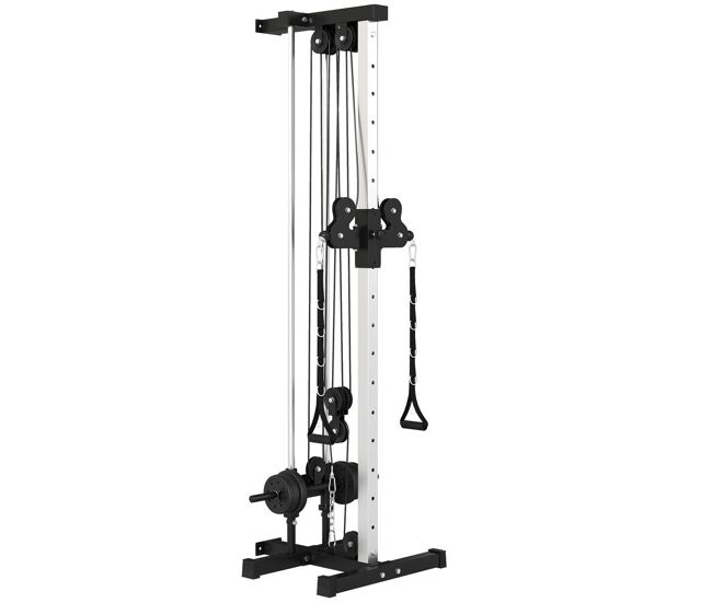 Sportnow máquina polea alta y baja de pared, de doble polea ajustable en 15 posiciones, máquina de musculación, multifunción lat pulldown para