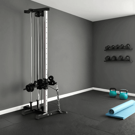 SPORTNOW Máquina de Polias de Parede Alta e Baixa Ajustável em 15 Posições Multifunções para Ginásio e Casa 62x60x200 cm Preto