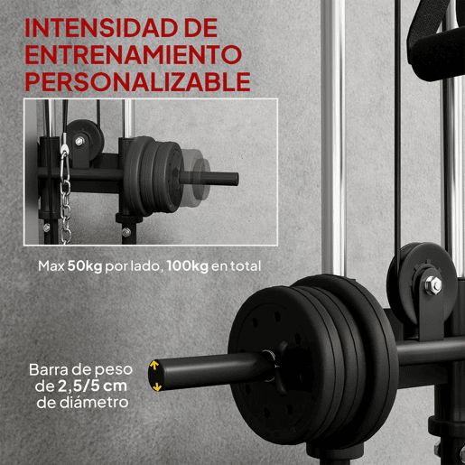SPORTNOW Máquina de Polias de Parede Alta e Baixa Ajustável em 15 Posições Multifunções para Ginásio e Casa 62x60x200 cm Preto
