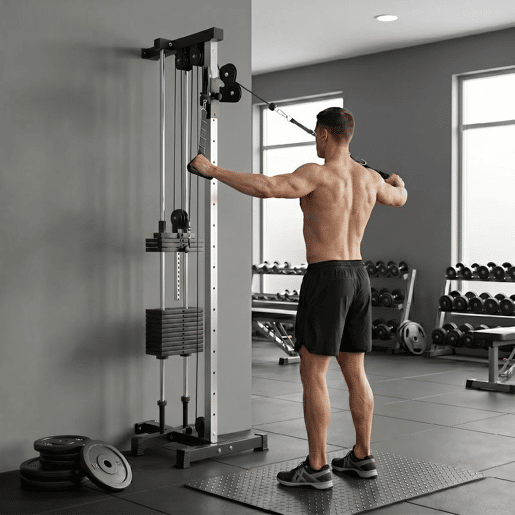 SPORTNOW Máquina de Polias de Parede Alta e Baixa Ajustável em 15 Posições Multifunções para Ginásio e Casa 62x60x200 cm Preto