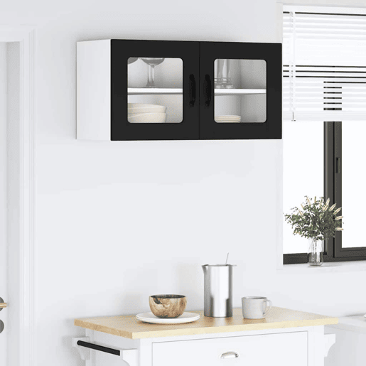 Armário de cozinha suspenso - armario de cocina colgante com porta Preto 80 x 31 x 40 cm