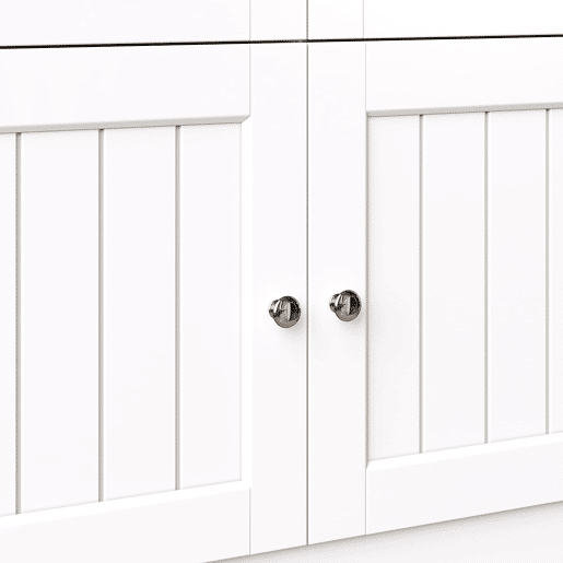 Aparador 140x40x175 cm - Vitrina com prateleiras ajustáveis e LED - Branco