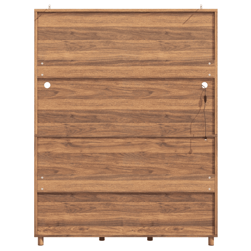 Aparador 120x40x185 cm - Com iluminação LED, porta com prateleira para snacks, estilo retro - Cor nogueira