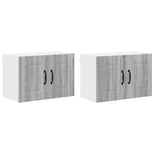 Lote de 2 Armários de cozinha suspendidos - Cozinha modular Colgantes Cinza Sonoma 60 x 31 x 40 cm