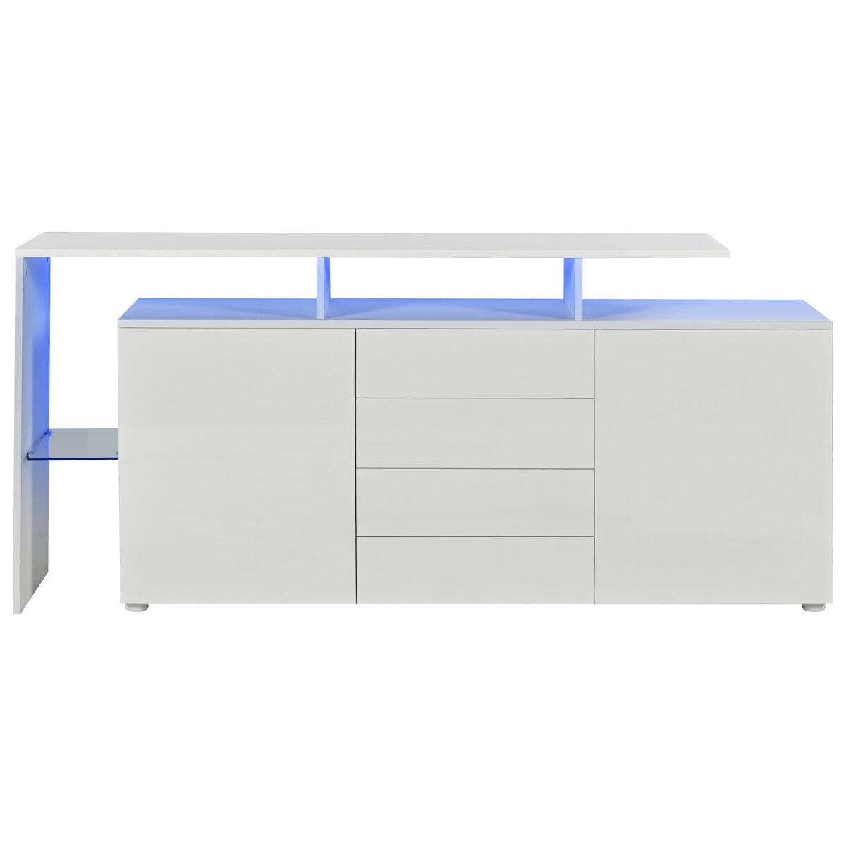Cómoda 160×35×70 - mueble de salón con led, aparador, mueble para tv - blanco