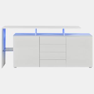 Cómoda 160×35×70 - Móvel de sala com LED, aparador, móvel para TV - Branco