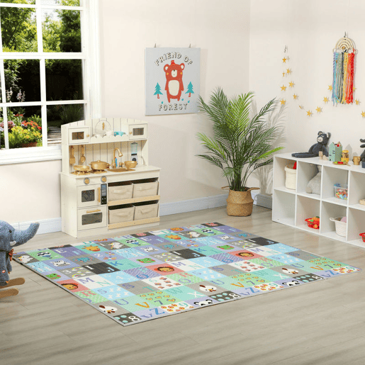 AIYAPLAY Tapete de Brincar para Bebés Tapete de Bebés Acolchoado e Dobrável 176,5x148x1 cm Reversível Impermeável com Bolsa de Transporte Multicor