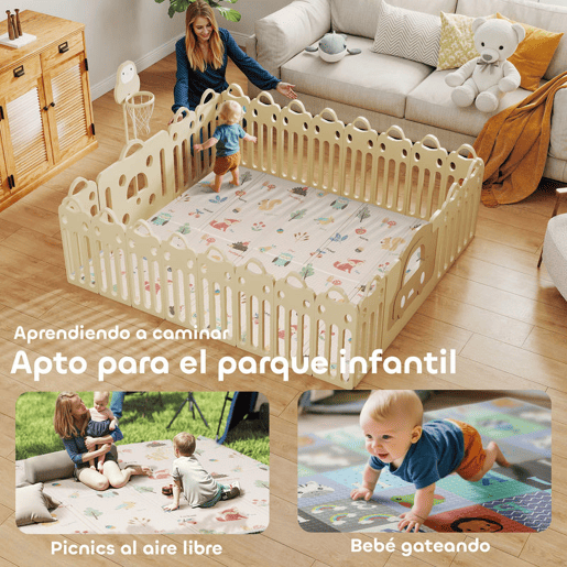AIYAPLAY Tapete de Brincar para Bebés Tapete de Bebés Acolchoado e Dobrável 176,5x148x1 cm Reversível Impermeável com Bolsa de Transporte Multicor