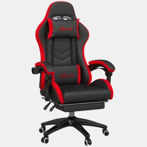 Vinsetto Cadeira Gaming Ergonómica Reclinável 135° Cadeira Gamer Racing de Couro PU com Suporte Lombar Altura Ajustável Apoio para a Cabeça e Apoio para os Pés Retrátil 65x65x129 cm Preto e Vermelho