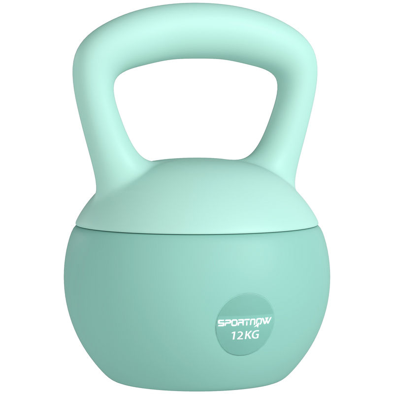 Sportnow pesa rusa 12 kg, soft kettlebell relleno de arena metálica y mango antideslizante, para entrenamiento culturismo en casa, gimnasio, verde