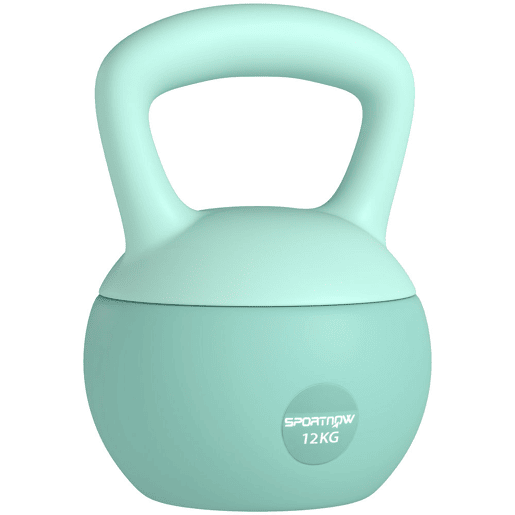 SPORTNOW Kettlebell de 12 kg Pesa Russa Preenchida de Areia Metálica e Alça Antiderrapante para Treino de Musculação em Casa Ginásio 21x21x30 cm Verde