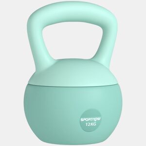 SPORTNOW Kettlebell de 12 kg Pesa Russa Preenchida de Areia Metálica e Alça Antiderrapante para Treino de Musculação em Casa Ginásio 21x21x30 cm Verde