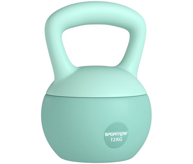 Sportnow pesa rusa 12 kg, soft kettlebell relleno de arena metálica y mango antideslizante, para entrenamiento culturismo en casa, gimnasio, verde