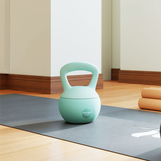 SPORTNOW Kettlebell de 12 kg Pesa Russa Preenchida de Areia Metálica e Alça Antiderrapante para Treino de Musculação em Casa Ginásio 21x21x30 cm Verde
