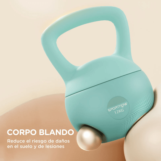 SPORTNOW Kettlebell de 12 kg Pesa Russa Preenchida de Areia Metálica e Alça Antiderrapante para Treino de Musculação em Casa Ginásio 21x21x30 cm Verde