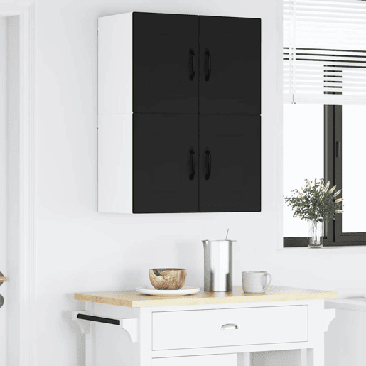 Lote de 2 Armários de cozinha suspendidos - Cozinha modular Colgantes Preto 60 x 31 x 40 cm