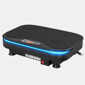 SPORTNOW Plataforma Vibratória 99 Velocidades 3 Programas Plataforma de Vibração Muscular com Bluetooth Ecrã LED Luzes Com Controlo Remoto Bandas Elásticas Para Exercício em Casa 47x32x12 cm Preto