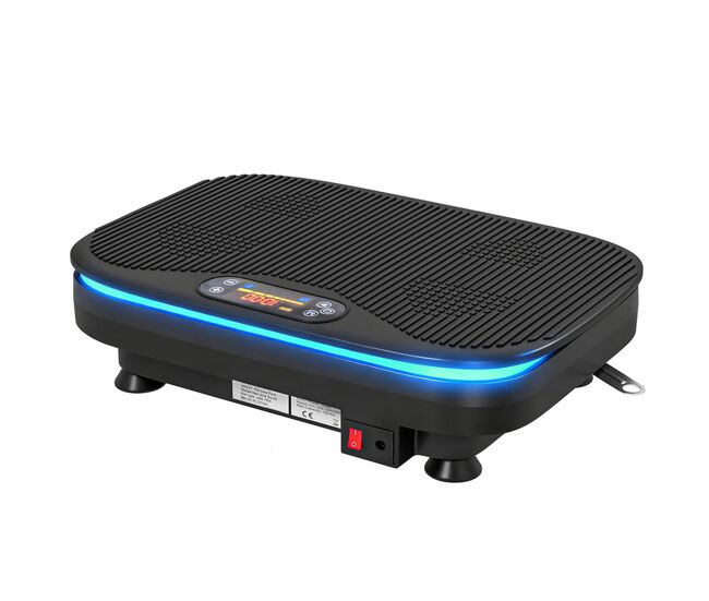 Sportnow plataforma vibratoria, 99 velocidades, 3 programas, altavoz bluetooth, plataforma vibración muscular con pantalla led, luces, mando a distancia, bandas elásticas, para hacer ejercicio en casa