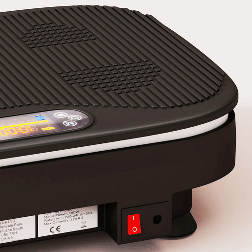 SPORTNOW Plataforma Vibratória 99 Velocidades 3 Programas Plataforma de Vibração Muscular com Bluetooth Ecrã LED Luzes Com Controlo Remoto Bandas Elásticas Para Exercício em Casa 47x32x12 cm Preto