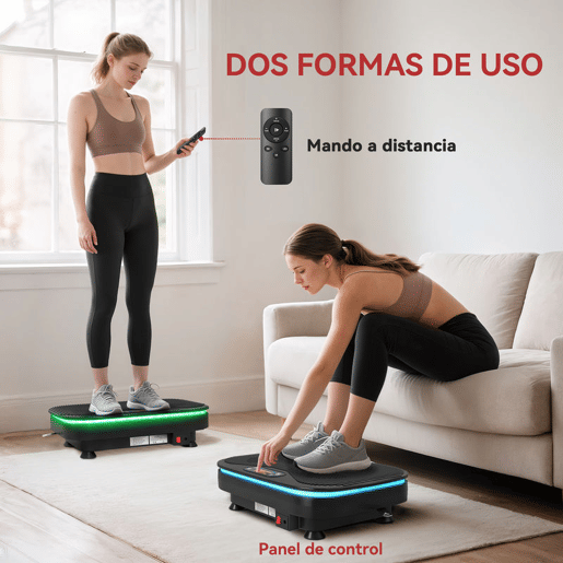 SPORTNOW Plataforma Vibratória 99 Velocidades 3 Programas Plataforma de Vibração Muscular com Bluetooth Ecrã LED Luzes Com Controlo Remoto Bandas Elásticas Para Exercício em Casa 47x32x12 cm Preto