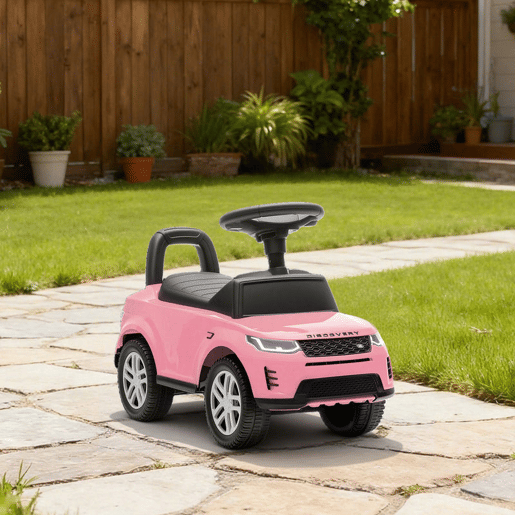 AIYAPLAY Carro Andador Infantil com Licença de Land Rover Carro Andador para Crianças de 18-36 Meses com Armazenamento Volante Buzina Sons de Motor 65,5x28x42 cm Rosa