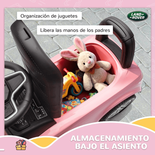 AIYAPLAY Carro Andador Infantil com Licença de Land Rover Carro Andador para Crianças de 18-36 Meses com Armazenamento Volante Buzina Sons de Motor 65,5x28x42 cm Rosa