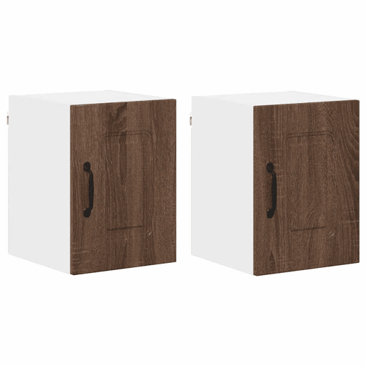 Lote de 2 Armários de cozinha suspendidos - Cozinha modular Colgantes com porta Carvalho Marrom
