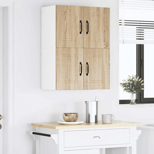 Lote de 2 Armários de cozinha suspendidos - Cozinha modular Colgantes com porta Carvalho Sonoma