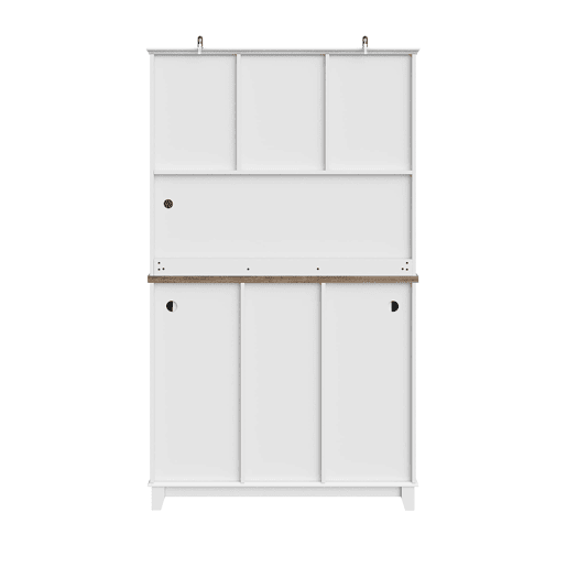 Aparador 106 x 40 x 179,5 cm - Móvel alto com prateleiras ajustáveis, aparador com iluminação LED - Branco
