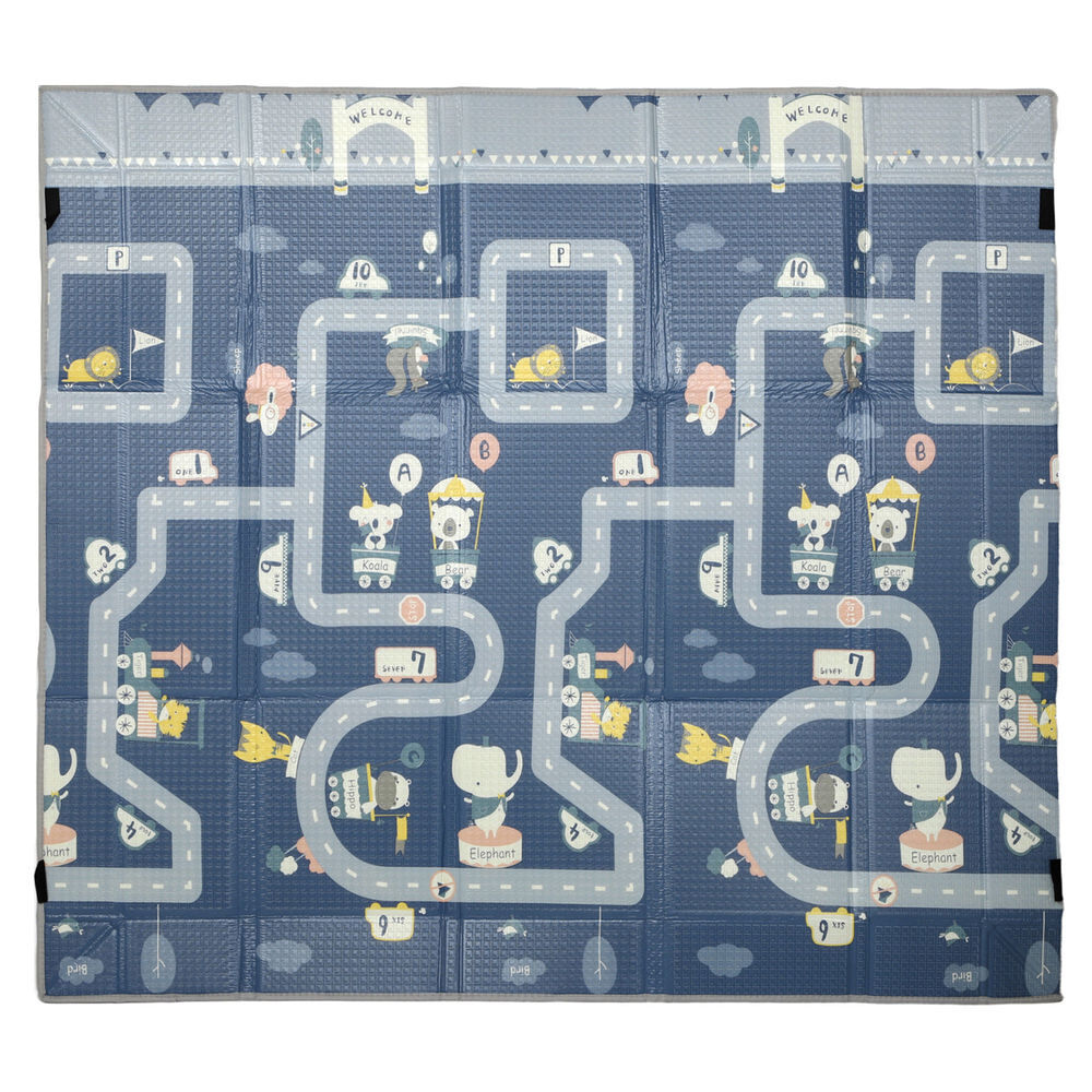 Aiyaplay alfombra bebé acolchada plegable reversible 202x180,5x1 cm, laterales abatibles, tapete de actividades bebé xpe, impermeable, con bolsa de transporte, multicolor