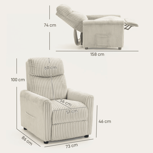 HOMCOM Poltrona Relax Reclinável Poltrona Reclinável Manual Estofada em Veludo Instalação Rápida Apoio para Pés Acolchoamento Grosso Para Sala de Estar Quarto Escritório 73x86x100 cm Creme HOMCOM Poltrona Relax Reclinável Poltrona Reclinável Manual Estofada em Veludo Instalação Rápida Apoio para Pés Acolchoamento Grosso Para Sala de Estar Quarto Escritório 73x86x100 cm Creme