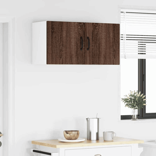 Lote de 2 Armários de cozinha suspendidos - Cozinha modular Colgantes com porta Carvalho Marrom