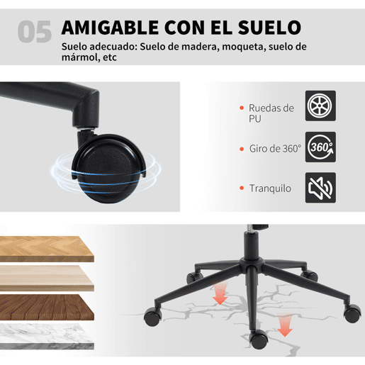 HOMCOM Cadeira de Escritório Pernas Cruzadas Cadeira de Secretária com Assento Largo sem Apoios de Braço Rodas Altura Ajustável Giratória Função Basculante Estofada em Chenille Bege