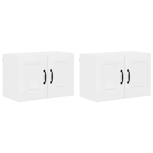 Lote de 2 Armários de cozinha suspendidos - Cozinha modular Colgantes com porta Branco Brilhante