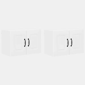 Lote de 2 Armários de cozinha suspendidos - Cozinha modular Colgantes com porta Branco Brilhante
