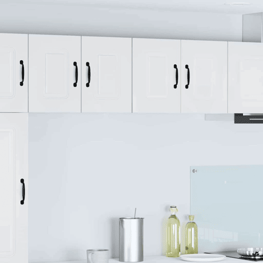 Lote de 2 Armários de cozinha suspendidos - Cozinha modular Colgantes com porta Branco Brilhante