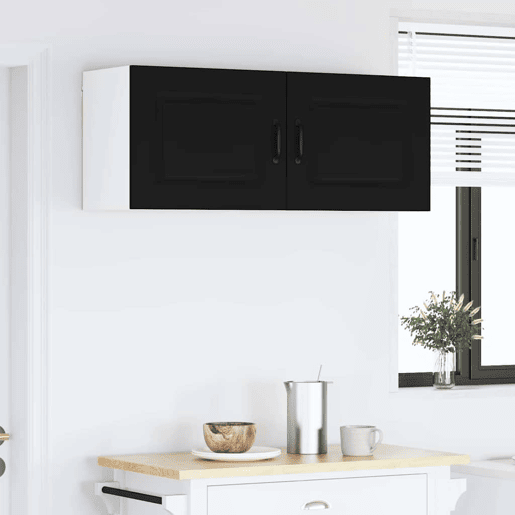 Lote de 2 Armários de cozinha suspendidos - Cozinha modular Colgantes Preto 50 x 31 x 40 cm
