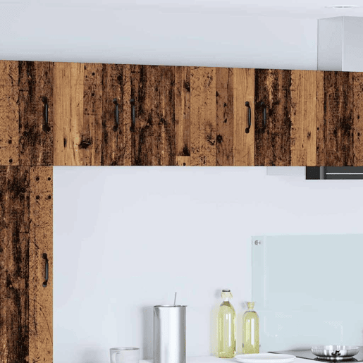 Lote de 2 Armários de cozinha suspendidos - Cozinha modular Colgantes com prateleira Madeira Antiga