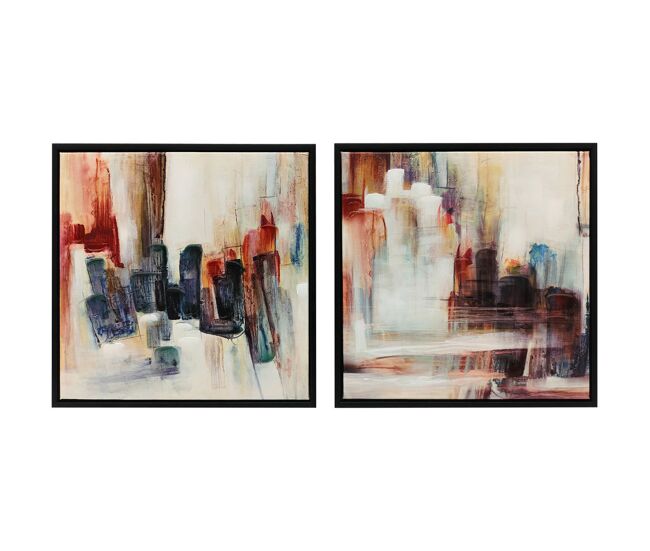 Homcom cuadros en lienzo abstractos a mano, 40x40 cm, 2 piezas, cuadros de arte de pared enmarcados, textura rica, decoración moderna para dormitorio, salón, cocina, multicolor