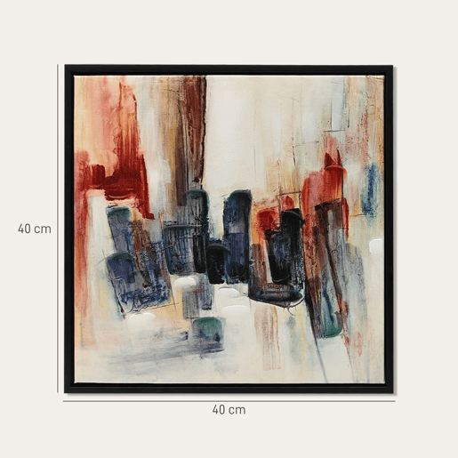 HOMCOM Quadros em Tela Abstractos à Mão 40x40 cm 2 Peças Quadros de Arte de Parede Emoldurados Textura Elegante Decoração Moderna para Quarto Sala Cozinha Multicolor