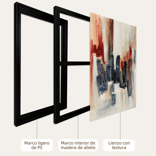 HOMCOM Quadros em Tela Abstractos à Mão 40x40 cm 2 Peças Quadros de Arte de Parede Emoldurados Textura Elegante Decoração Moderna para Quarto Sala Cozinha Multicolor