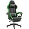 Vinsetto Cadeira Gaming Reclinável até 135° com Suporte Lombar Altura Ajustável Almofada de Cabeça e Apoio para os Pés Retrátil 65x65x121-129 cm Preto e Verde