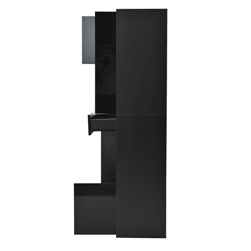 Vitrine + 55x38x170 cm - 1 gaveta, 4 portas, LED, alto brilho - Preto